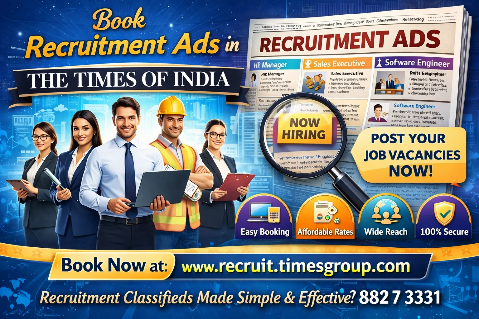 Book Recruitment Ads in The Times of India Newspaper Online